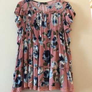 tunic length, flutter sleeve blouse